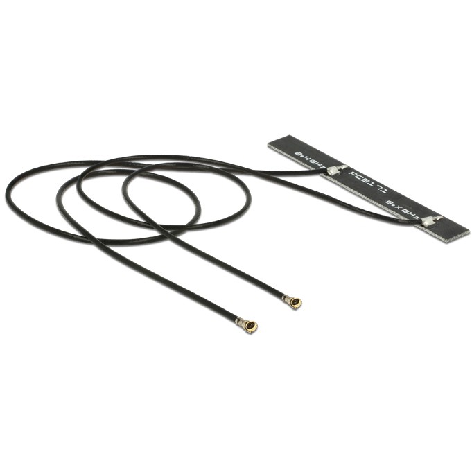 Kabllo për Rrjet DELOCK WLAN Dual Antenna / 2× MHF IV / HSC MXHP32 Compatible / 5 dBi / 250mm / PCB Internal