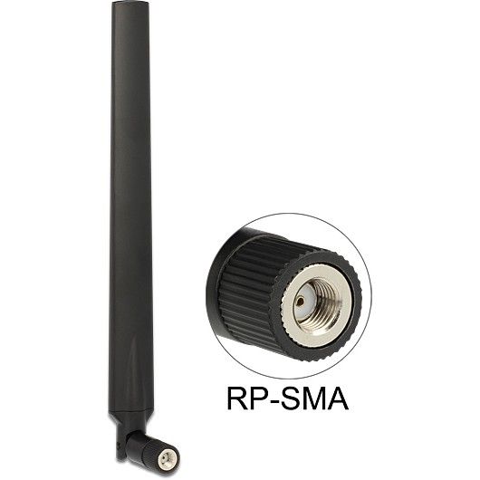 Antena për Rrjet DELOCK WLAN Antenna RP‑SMA 802.11 ac/a/h/b/g/n / 4–7 dBi / Omnidirectional / Joint