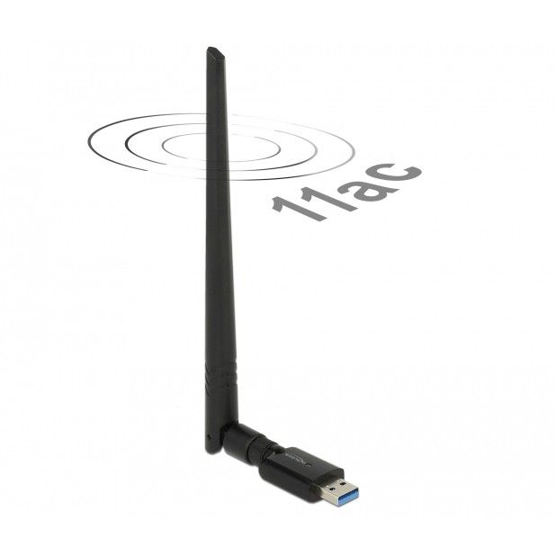 WiFi USB DELOCK USB 3.0 Dualband WLAN Stick ac/a/b/g/n / 867 + 300 Mbps / External Antenna - Zezë