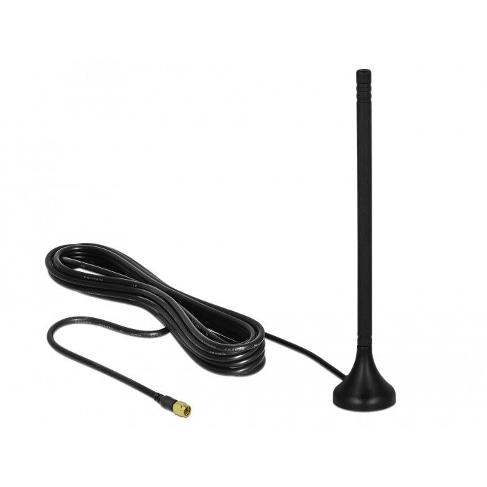 WiFi USB DELOCK LTE Antenna SMA Plug / 3–5 dBi / 12.5cm / Omnidirectional / Magnetic Base + RG-174 A/U Cable 3m - Zezë
