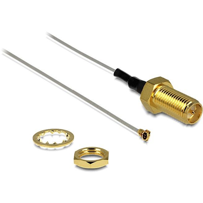 Aksesorë për Rrjet DELOCK Antenna Cable RP‑SMA ↔ MHF IV / 200mm / Thread 10mm