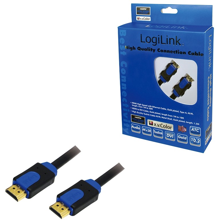 Kabllo HDMI LogiLink / High Speed with Ethernet / Type A–A / 1.0m / St/St - Ari