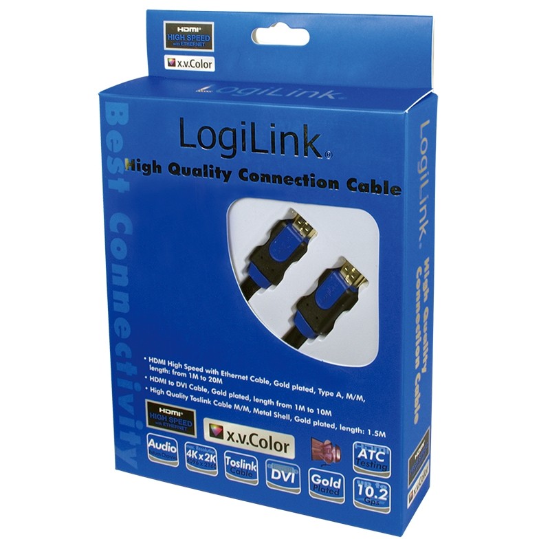 Kabllo HDMI LogiLink / High Speed with Ethernet / Type A–A / 1.0m / St/St - Ari - Figura 2