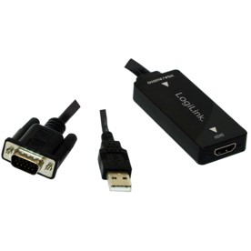 Adapter/Konverter LogiLink / VGA Plug + Audio → HDMI-A Plug / High Speed / 1080p - Zezë