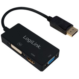 Adapter LogiLink / DisplayPort 1.2 Plug → DVI-D + HDMI-A + VGA / 4K - Zezë