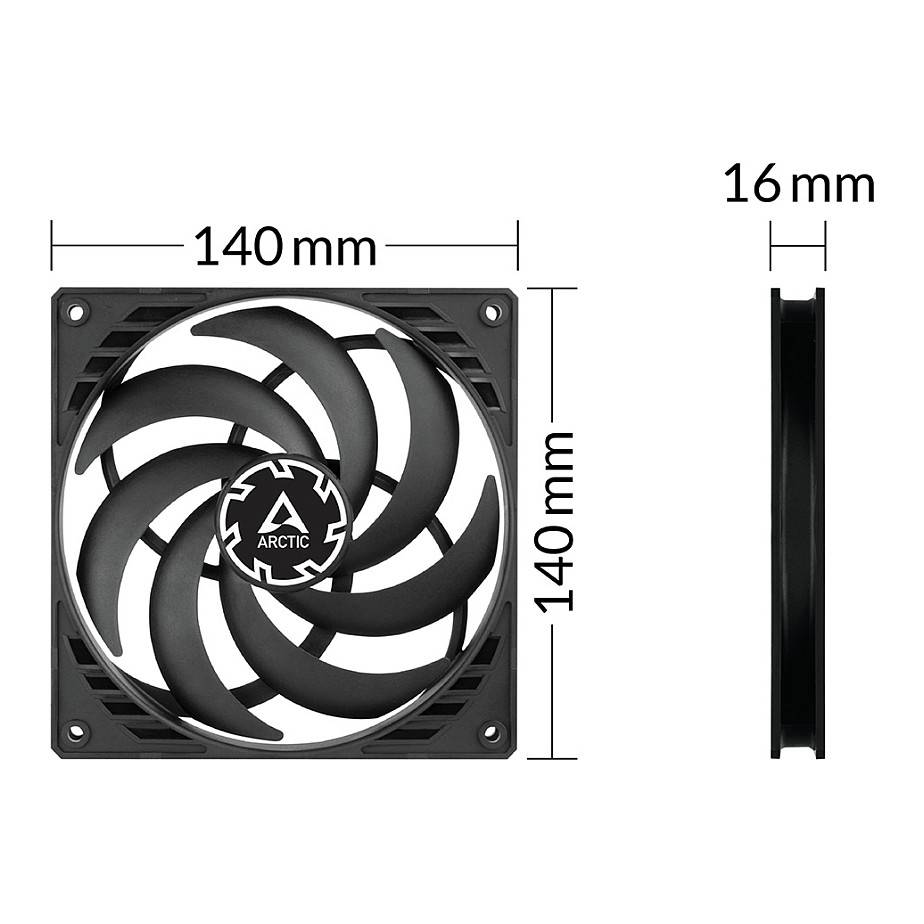 Ftohës për Kasë 140mm ARCTIC P14 PWM PST Slim Profile Case Fan - Zezë - Figura 5