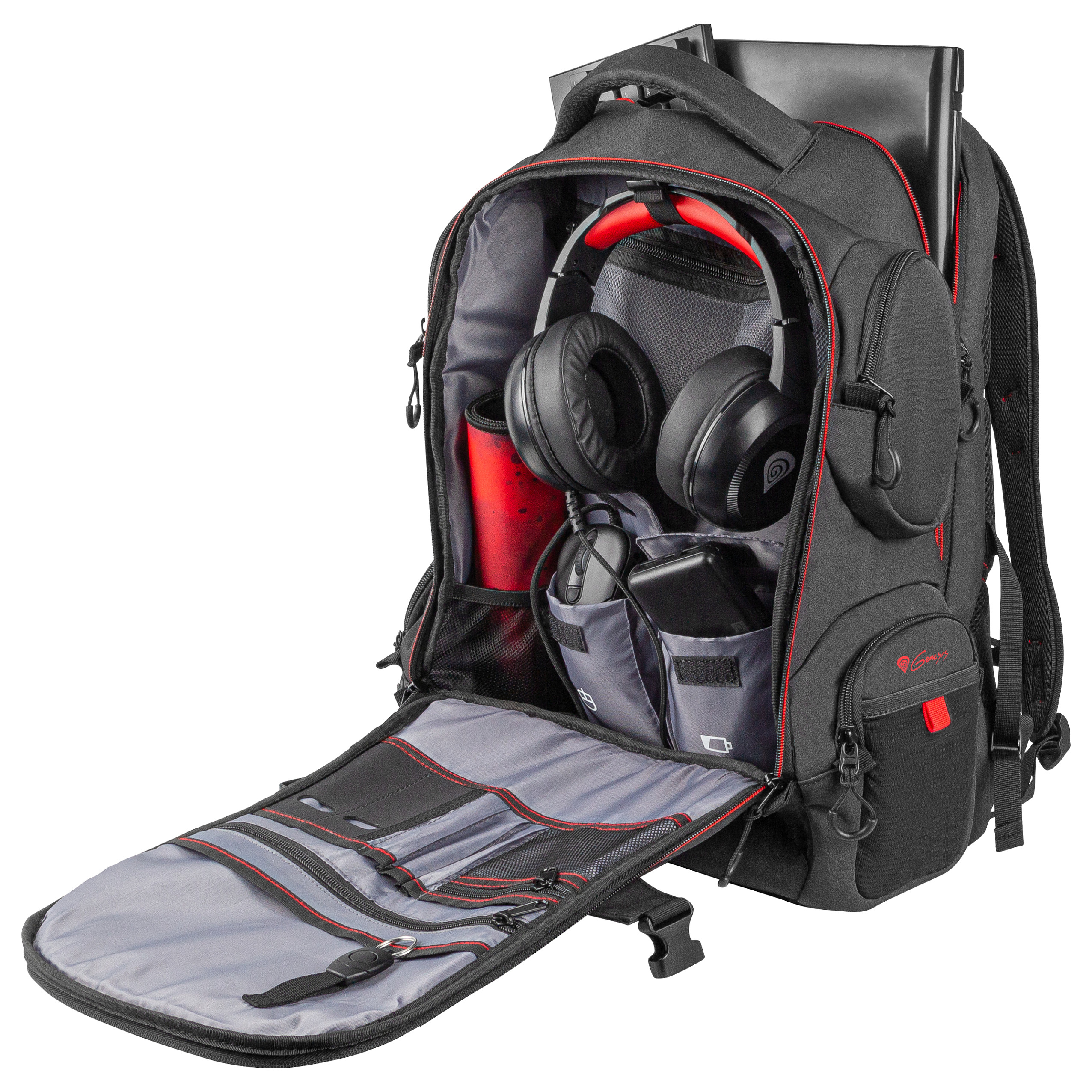 Çantë Genesis Notebook Pallad 550 Backpack 17.3" - Zezë/Kuqe - Figura 2