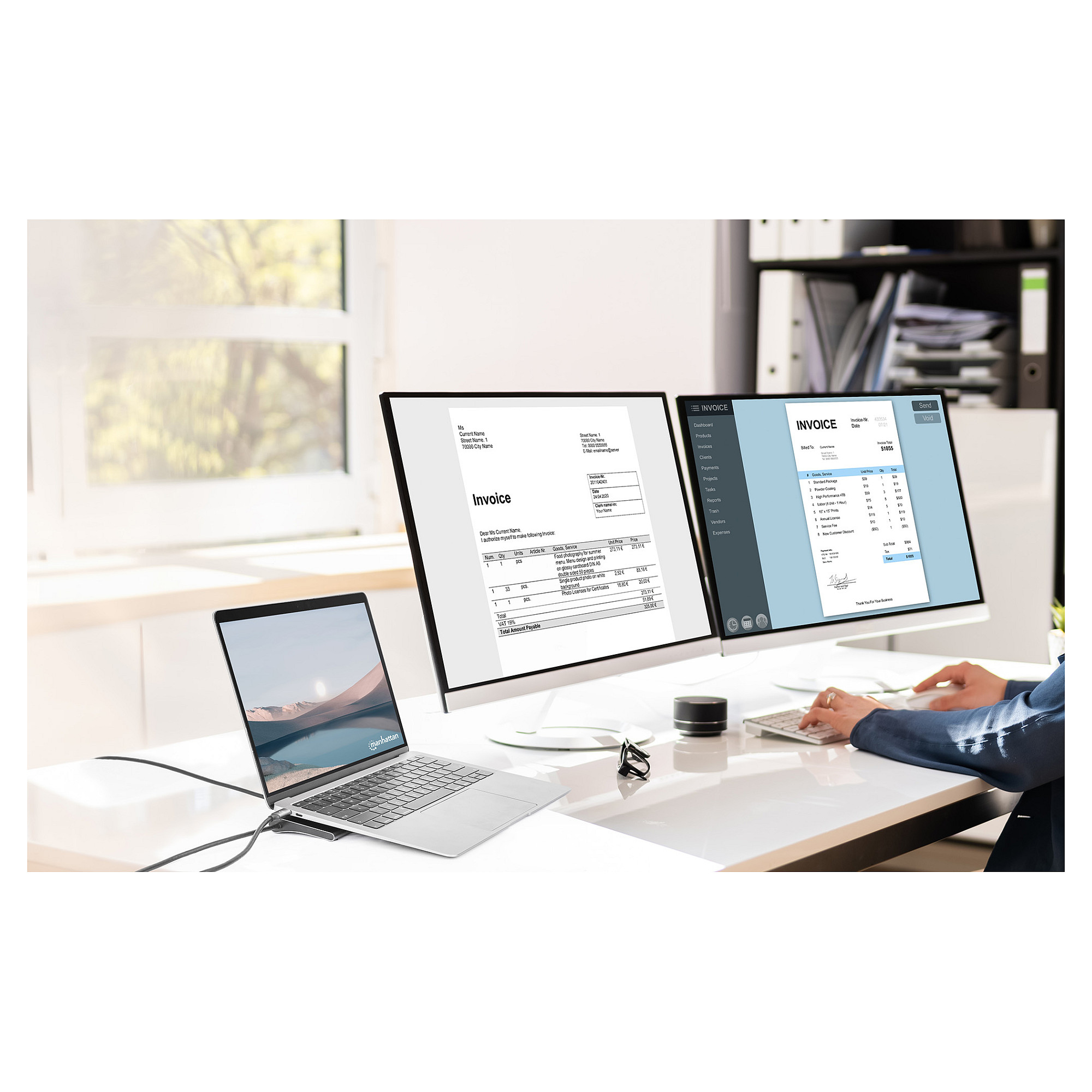 Docking Station MANHATTAN / 12‑in‑1 / 4K / 2×USB‑A / 2xUSB-C / 1×HDMI / 2×DisplayPorts – Argjend - Figura 3