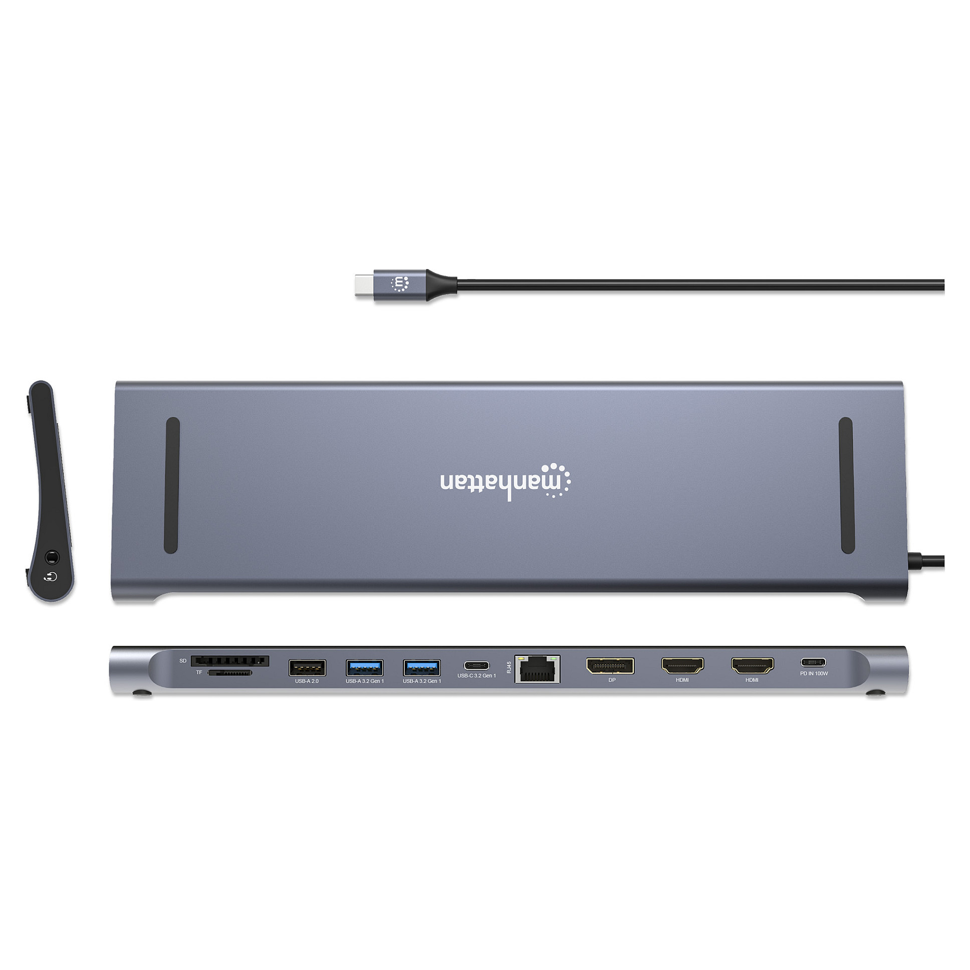 Docking Station MANHATTAN / 12‑in‑1 / 4K / 2×USB‑A / 2xUSB-C / 1×HDMI / 2×DisplayPorts – Argjend - Figura 5