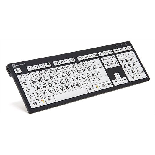 Tastierë pa kabllo LogicKeyboard XL-Print / QWERTZ / German Language - Zezë / Bardhë