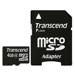 Kartë Memorie SD CARD -Card micro 4GB TRANSCEND Class4 m adapter