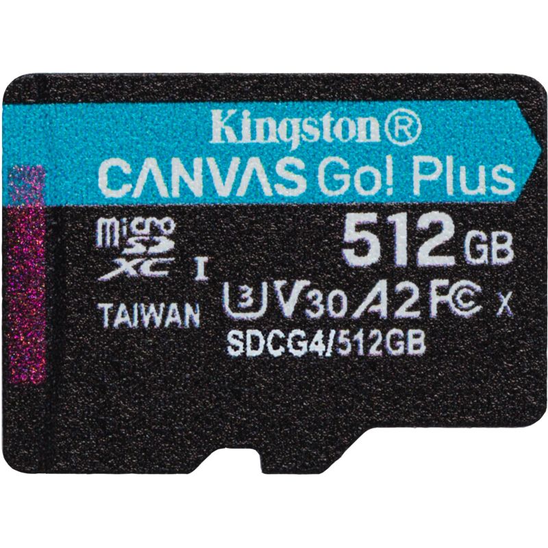 Kartë Memorie SD Kingston Canvas Go Plus microSDXC / 512GB / Gen4 / 200MB/s Read / A2 / U3 / Single Pack (No Adapter)