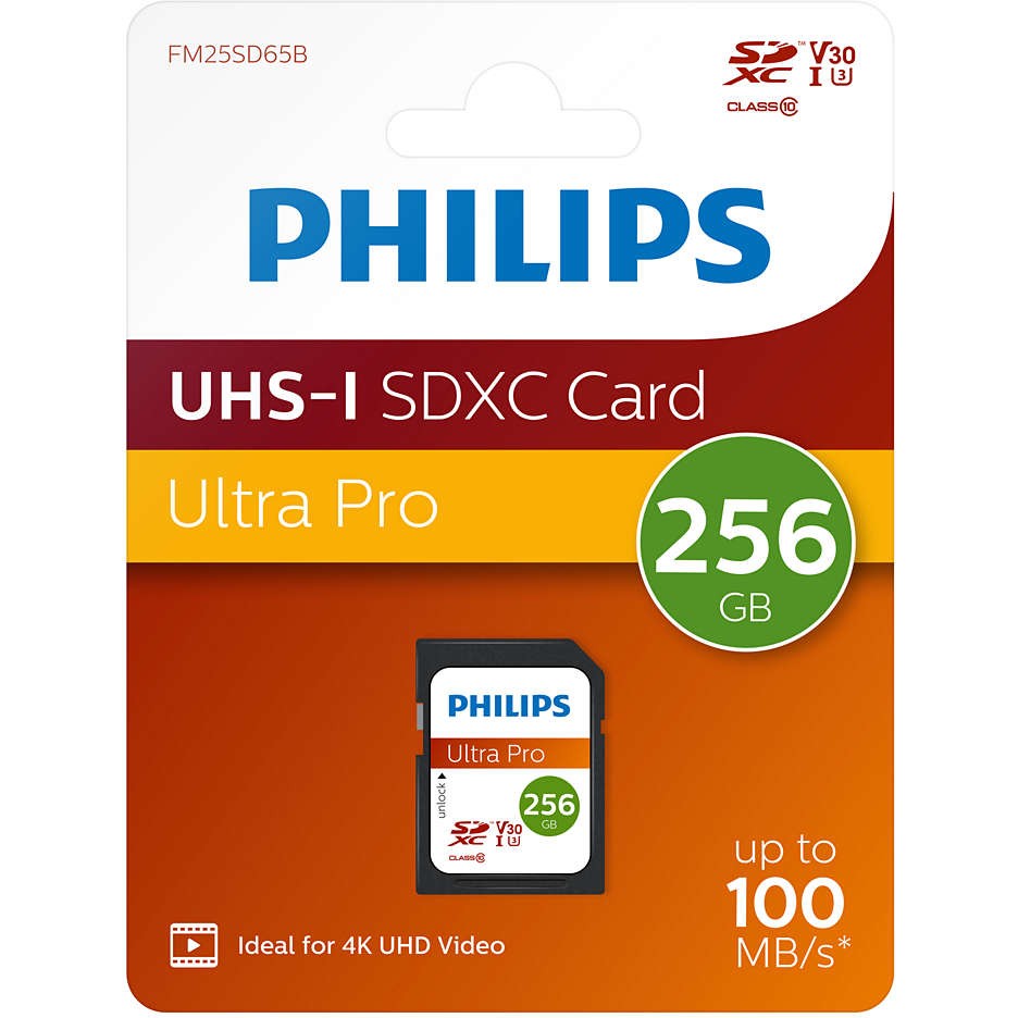 Kartë Memorie SD CARD Philips XC 256GB Class 10 UHS-I U3 V30 A1 - Figura 2