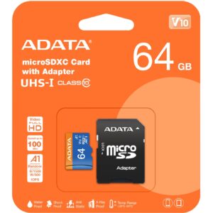 Kartë Memorie SD CARD MicroSD 64GB ADATA SDXC (UHS-I Class 10) m. A.