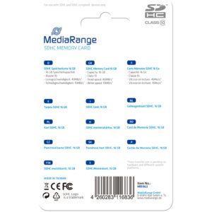 Kartë Memorie SD CARD MediaRange 16GB SDHC CL.10