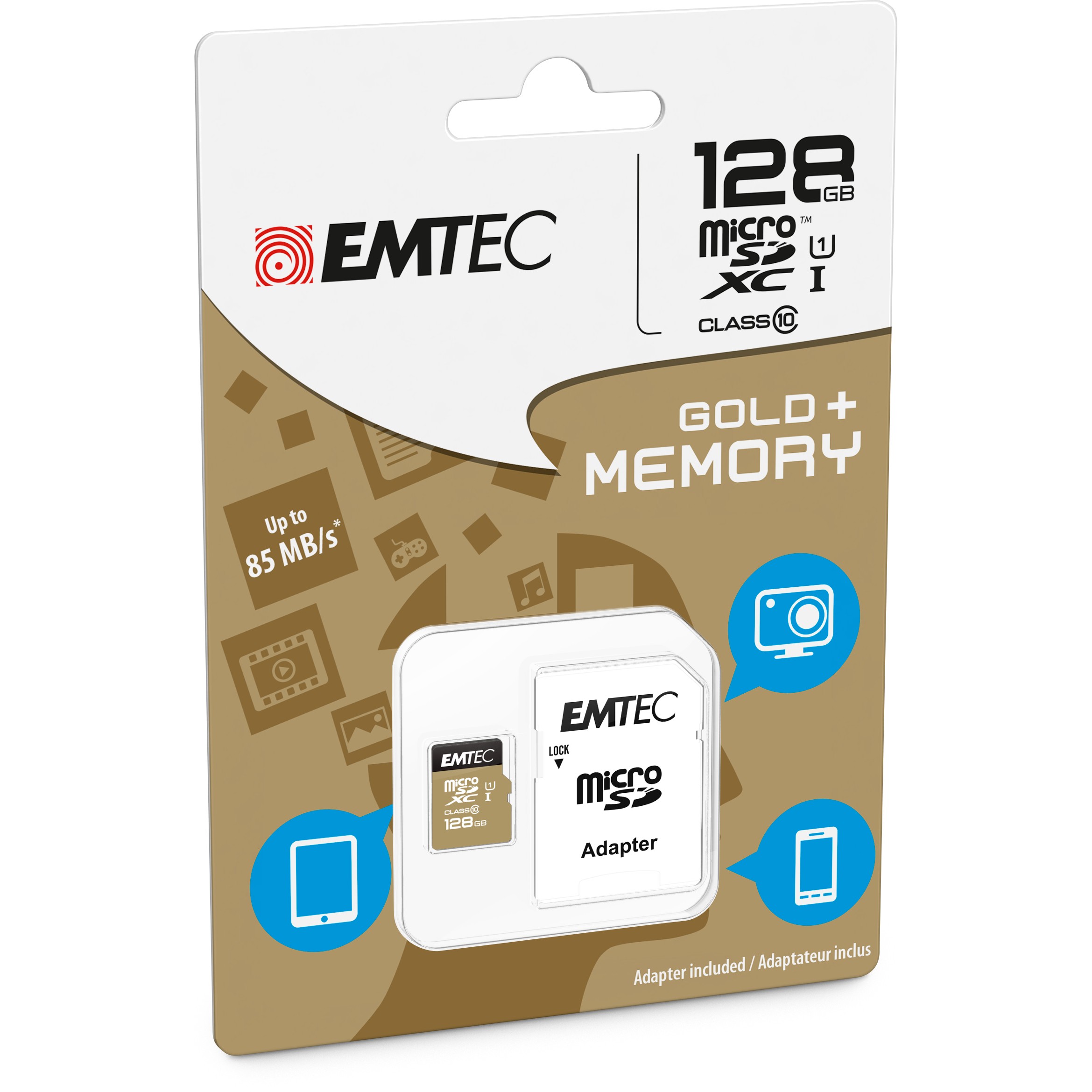 Kartë Memorie SD CARD Emtec m128GB UHS-I U1 EliteGold + Adapter - Figura 2