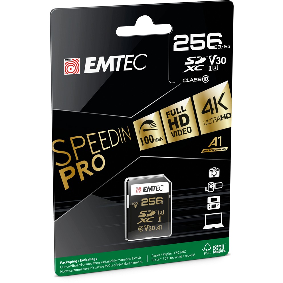 Kartë Memorie SD CARD Emtec 256GB UHS-I U3 V30 SpeedIN Pro - Figura 2