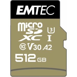 Kartë Memorie SD CARD Emtec m512GB UHS-I U3 V30 A2 SpeedIN Pro + Adapter