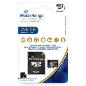 Kartë Memorie SD CARD MediaRange MicroSD 256GB UHS-1 Cl.10 inkl. Adapter