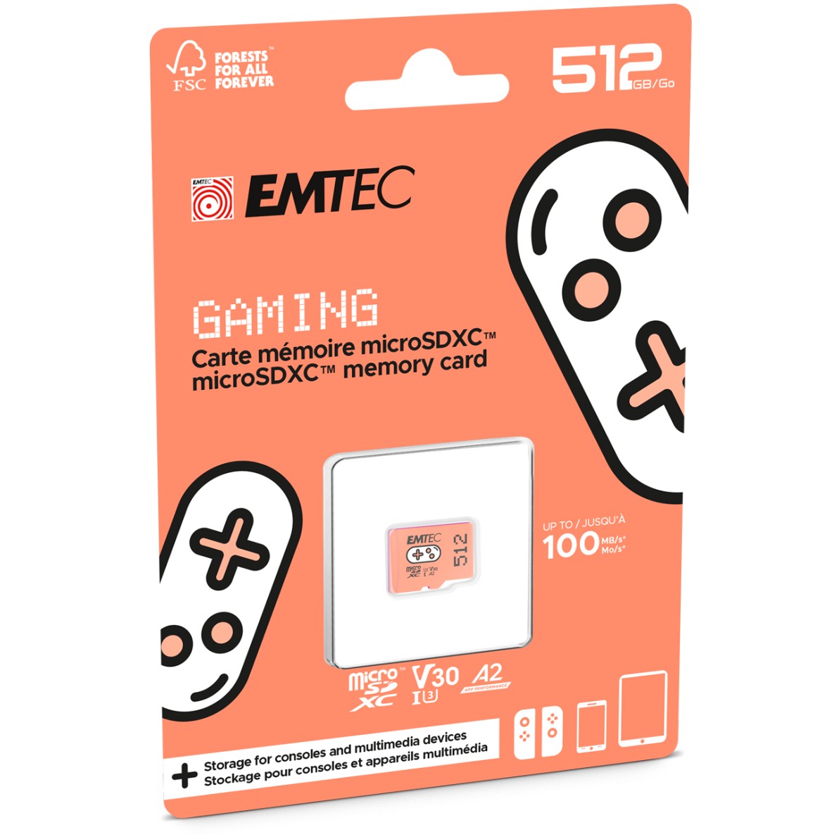 Kartë Memorie SD CARD Emtec m512GB UHS I U3 V30 A2 Gaming Orange - Figura 3