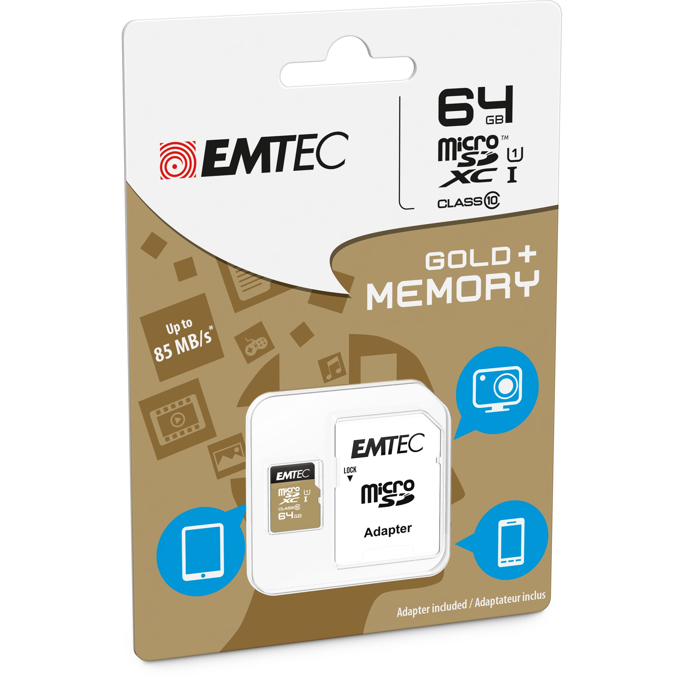 Kartë Memorie SD CARD Emtec m64GB UHS-I U1 EliteGold + Adapter - Figura 2
