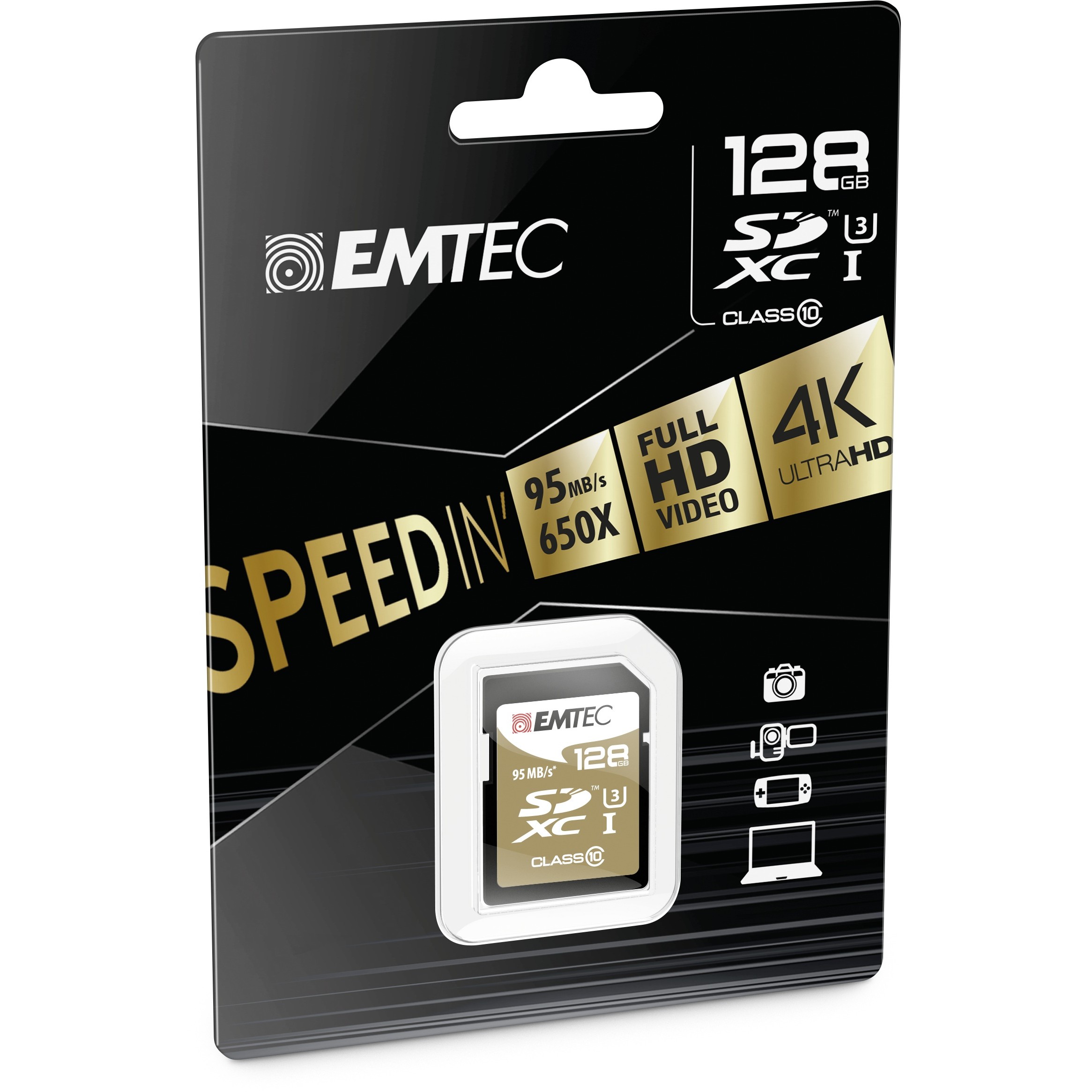 Kartë Memorie SD CARD Emtec 128GB UHS-I U3 V30 SpeedIN Pro - Figura 2