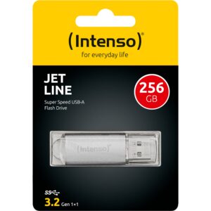 USB Flash Drive STICK Intenso Jet Line Aluminium 256GB 3.2 Gen 1x1 - Silver