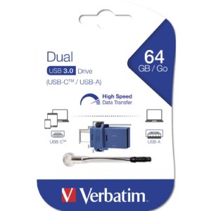 USB Flash Drive STICK 64GB Verbatim 3.0 Store'n Go Dual - e zezë