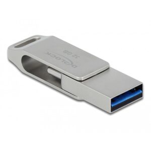 USB Flash Drive STICK DELOCK USB 3.2 Gen 1 USB-C + Typ-A 32GB - Silver