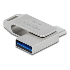 USB Flash Drive STICK DELOCK USB 3.2 Gen 1 USB-C + Typ-A 64GB - Silver