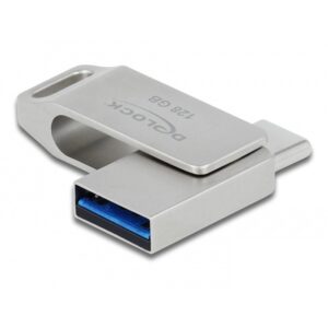 USB Flash Drive STICK DELOCK USB 3.2 Gen 1 USB-C + Typ-A 128GB - Silver