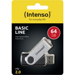 USB Flash Drive STICK Intenso Basic Line 64 GB - e zezë dhe gri