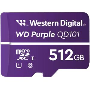 Kartë Memorie SD CARD WD Purple 512GB Surveillance microSD XC Class - 10 UHS 1