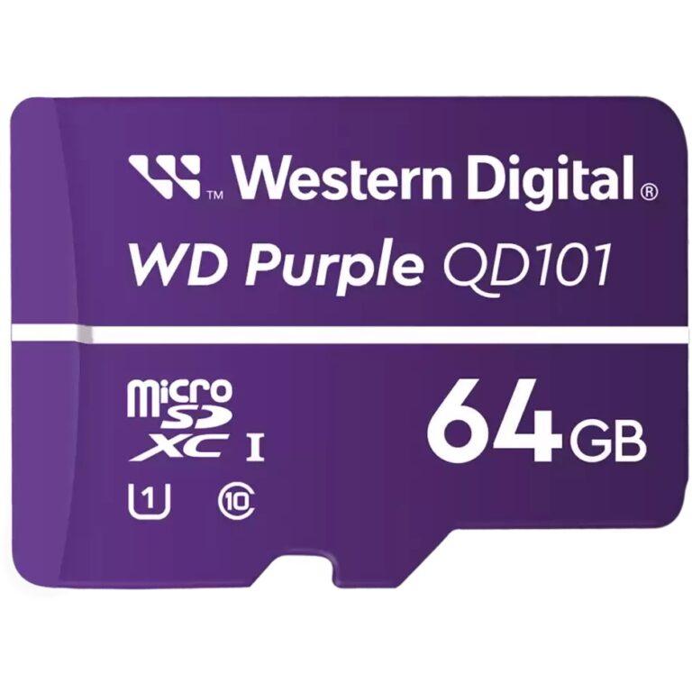 Kartë Memorie SD CARD WD Purple 64GB Surveillance microSD XC Class - 10 UHS 1