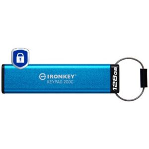 USB Flash Drive STICK 128GB Kingston IronKey Keypad 200C AES-256 USB-C - Blu