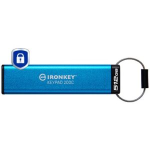 USB Flash Drive STICK 512GB Kingston IronKey Keypad 200C AES-256 USB-C - Blu