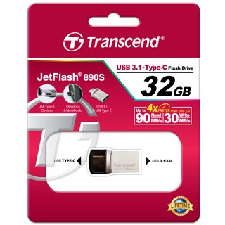 USB Flash Drive STICK 32GB Transcend JetFlash 890 USB 3.1 Typ-C/A - e bardhë - Figura 2