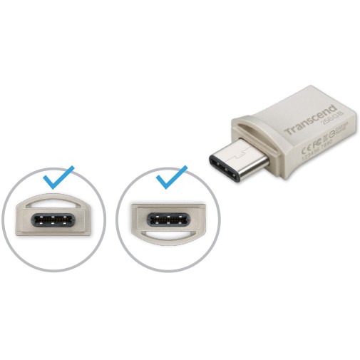 USB Flash Drive STICK 256GB TRANSCEND JetFlash USB3.1.Pen Drive.OTG Type-A&C. - Silver - Figura 4