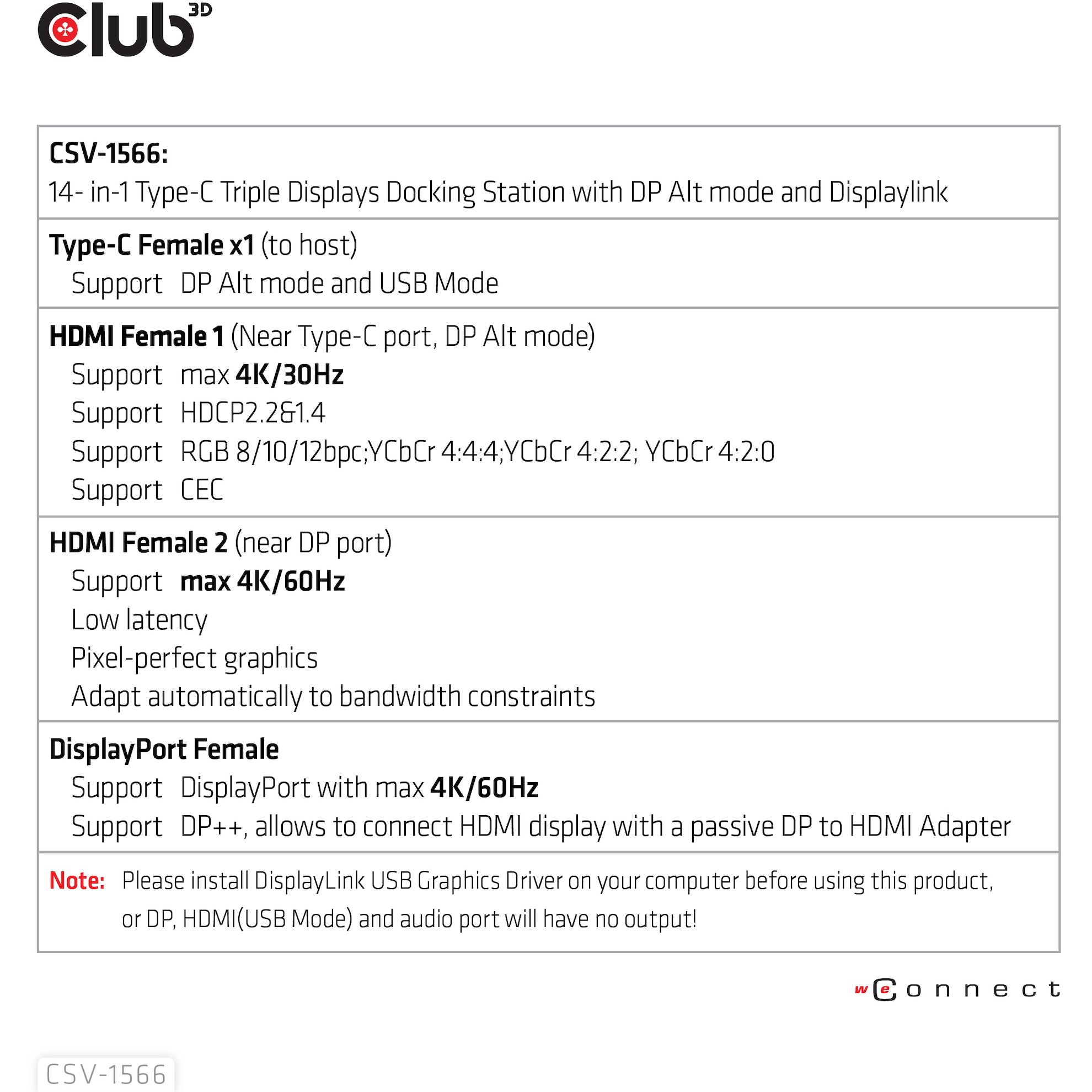 Docking Station Club3D USB-C / 6x USB 3.0 / DisplayPort / 2x HDMI / LAN / 4K / 120W - Zezë - Figura 5