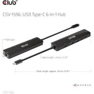 Hub Club3D / USB-C 6in1 HUB HDMI / 2x USB / 2x USB-C / LAN / 4K 120Hz / PD 100W 8