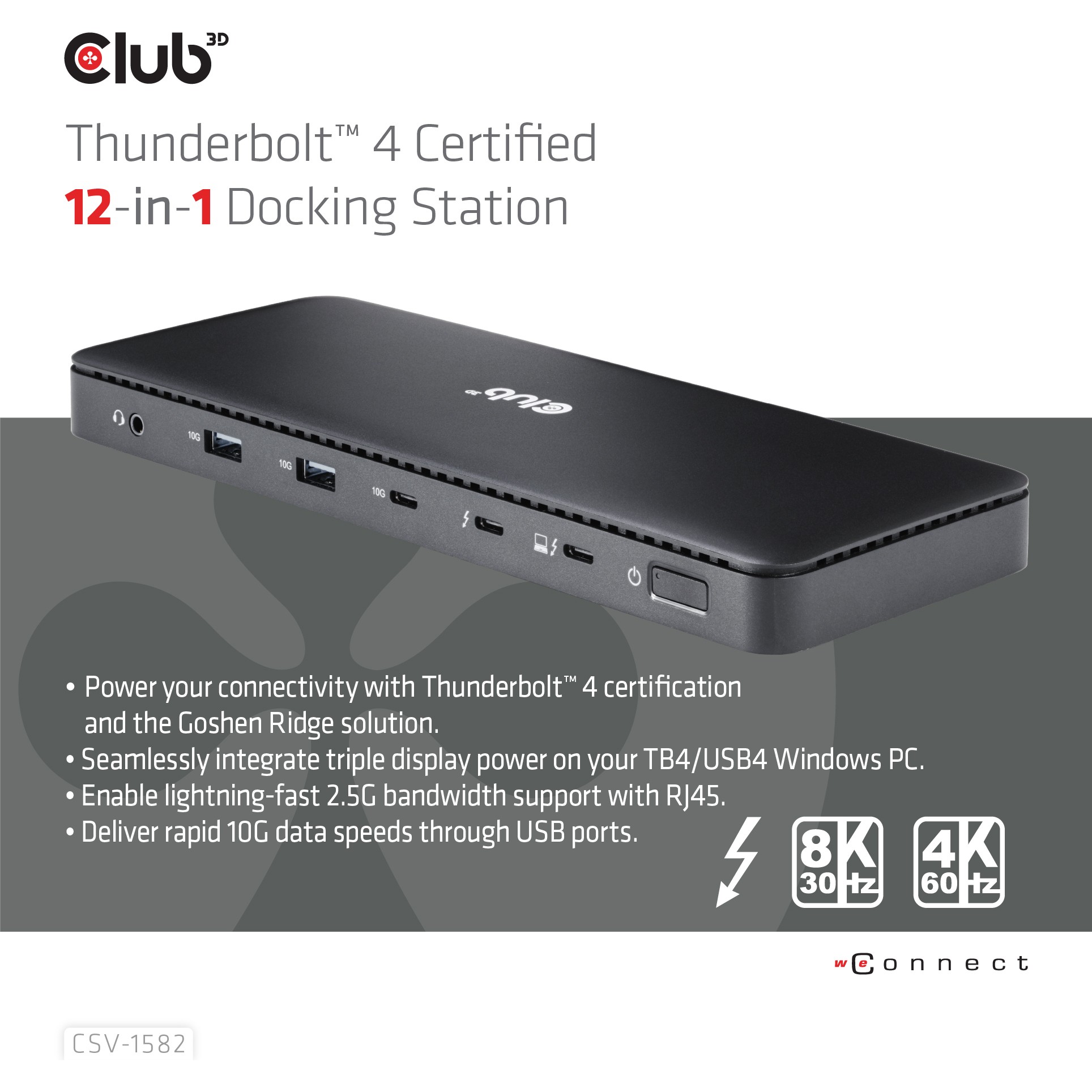 Docking Station Club3D Thunderbolt 4 / 12-in-1 / 3 Ekrane / USB-C / HDMI / DP / LAN - Zezë - Figura 2