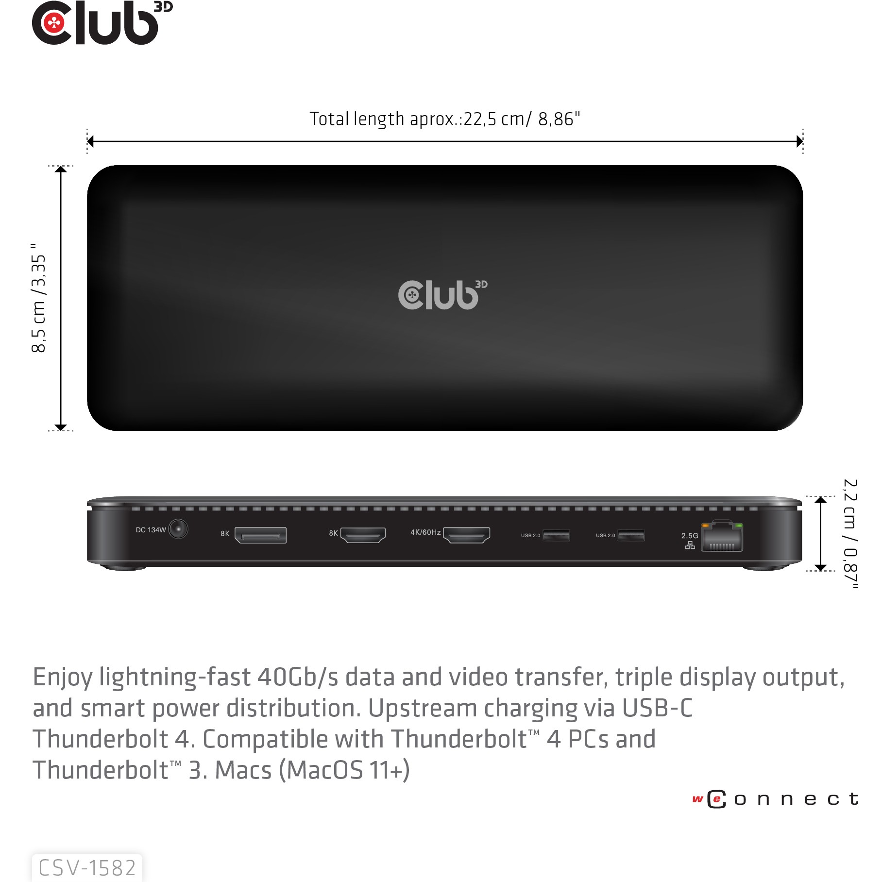 Docking Station Club3D Thunderbolt 4 / 12-in-1 / 3 Ekrane / USB-C / HDMI / DP / LAN - Zezë - Figura 3