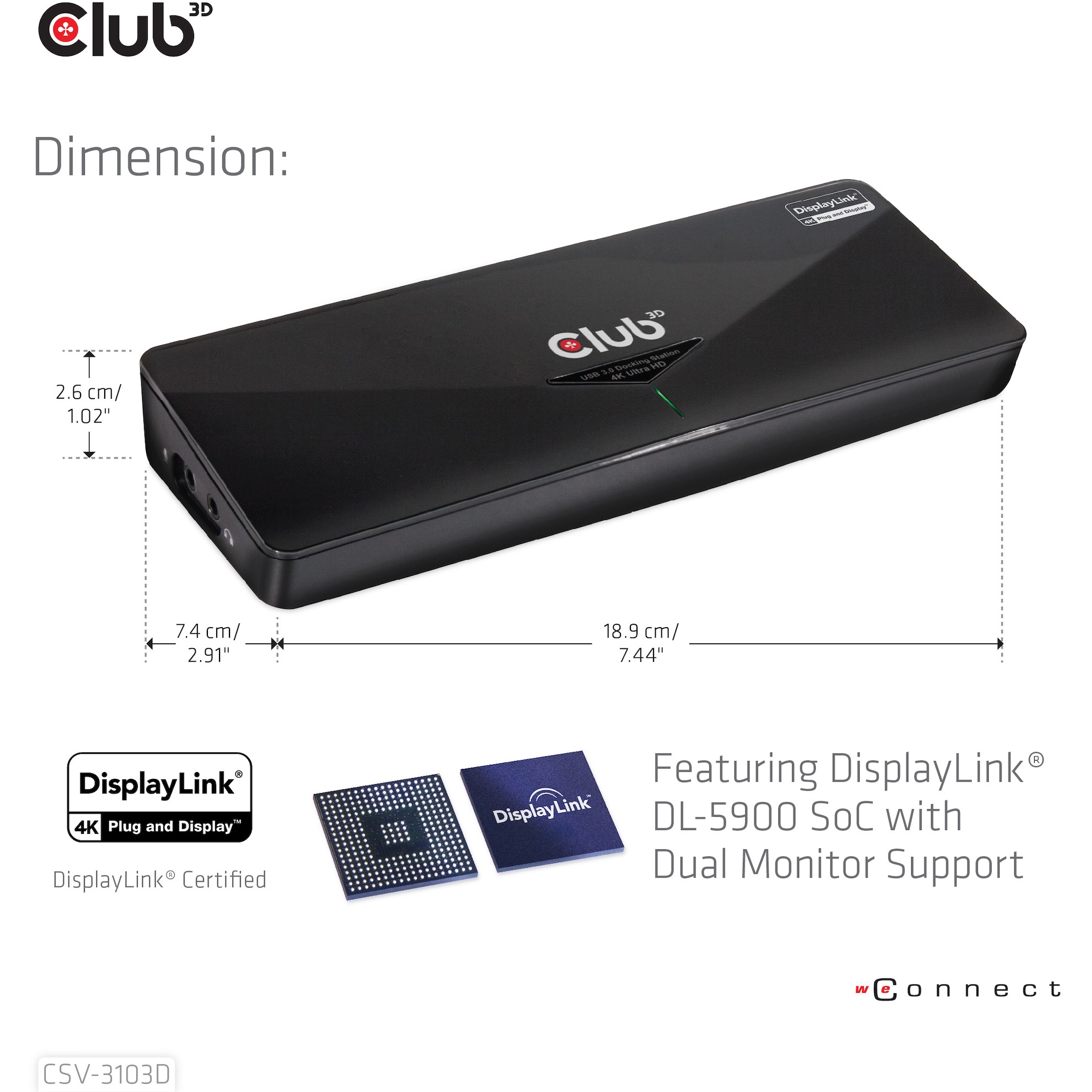Docking Station Mini Club3D USB 3.0 / 3x USB 3.0 / HDMI / DisplayPort / DVI / 4K - Zezë - Figura 5