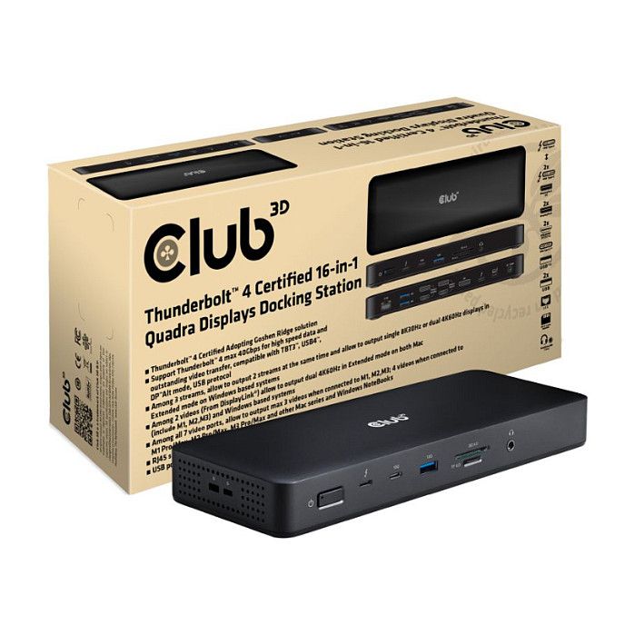 Docking station  Club3D / Thunderbolt4 / 16-in-1 / 4 Displays / St/Bu – Zezë
