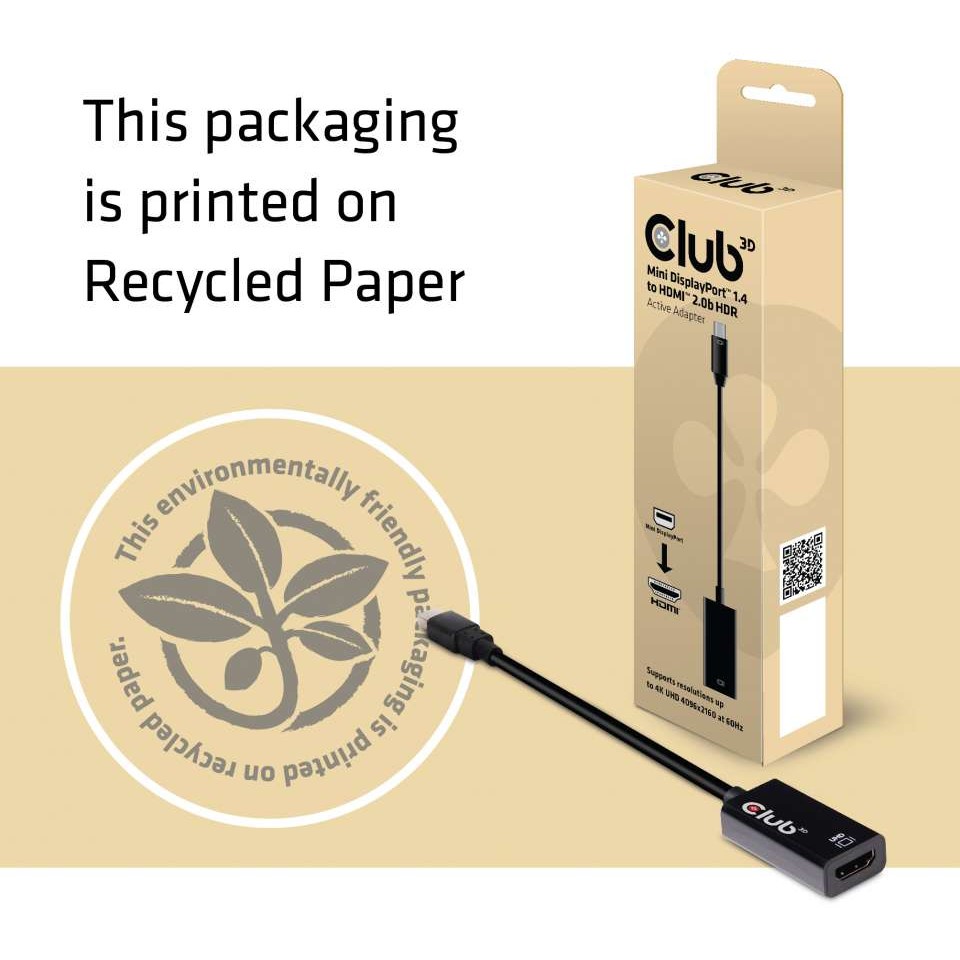 Adapter Club3D / Mini DisplayPort Plug → HDMI 2.0b Plug / Aktiv / HDR / 4K / 60Hz - Zezë - Figura 5