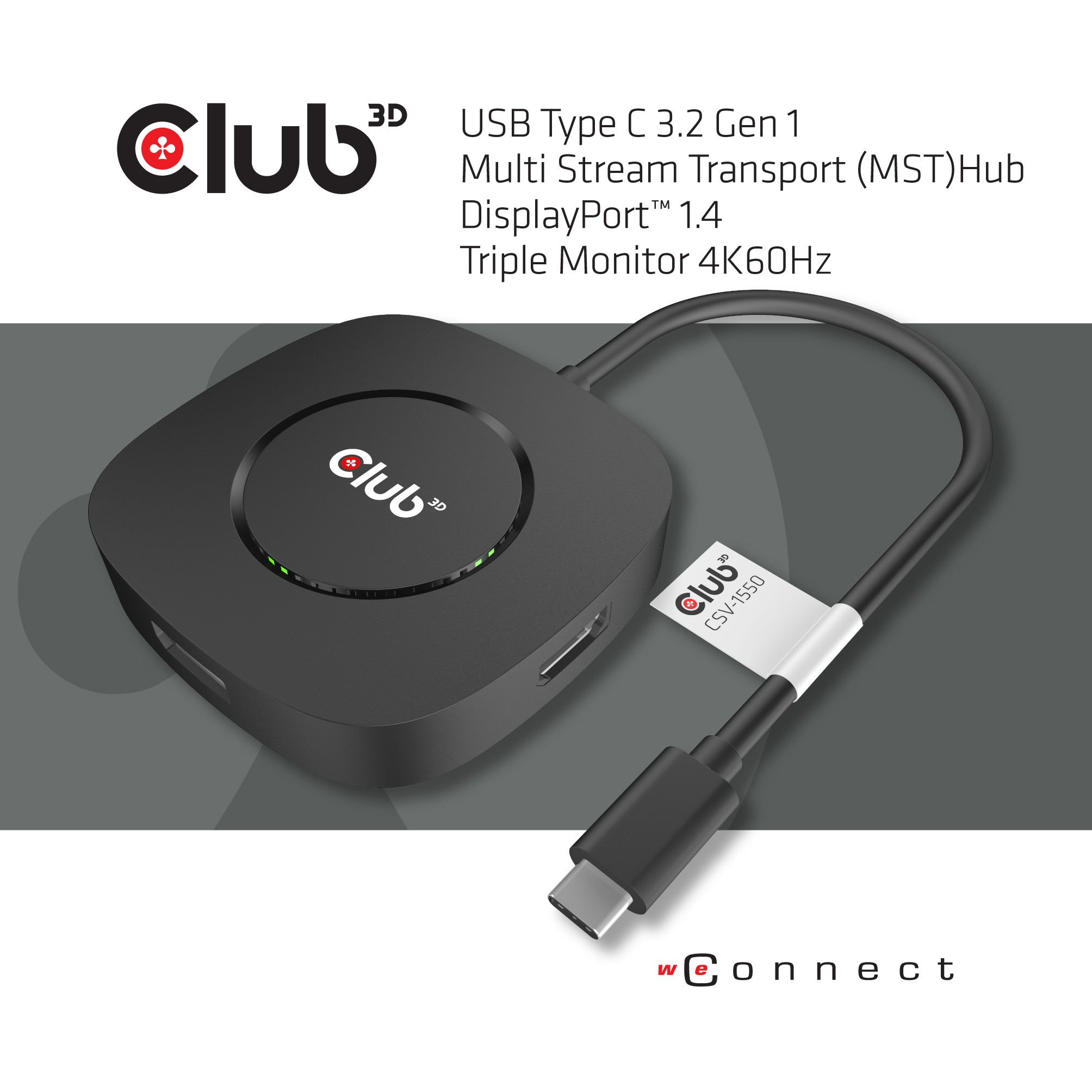 Hub Club3D / MST / USB 3.2 Type-C Plug → 3x DisplayPort 1.4 Socket / St/Bu - Zezë - Figura 4