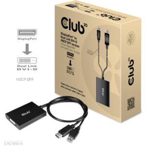Adapter Club3D / DisplayPort Plug → DVI-D Socket / Aktiv / HDCP OFF / St/Bul - Zezë