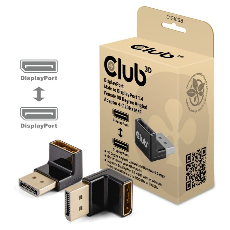 Kabllo DisplayPort Club3D DP to DP 1.4 90° Angled (ST-BU) / 4K@120Hz