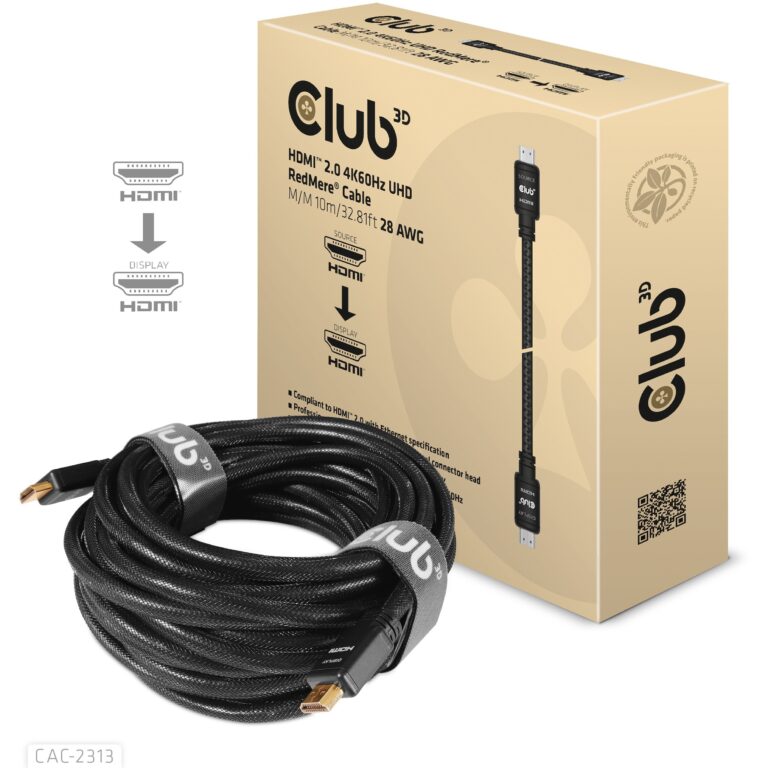 Kabllo HDMI Club3D / HDMI-A Plug → HDMI-A Plug / RedMere / 4K / 60Hz UHD / 10m - Zezë