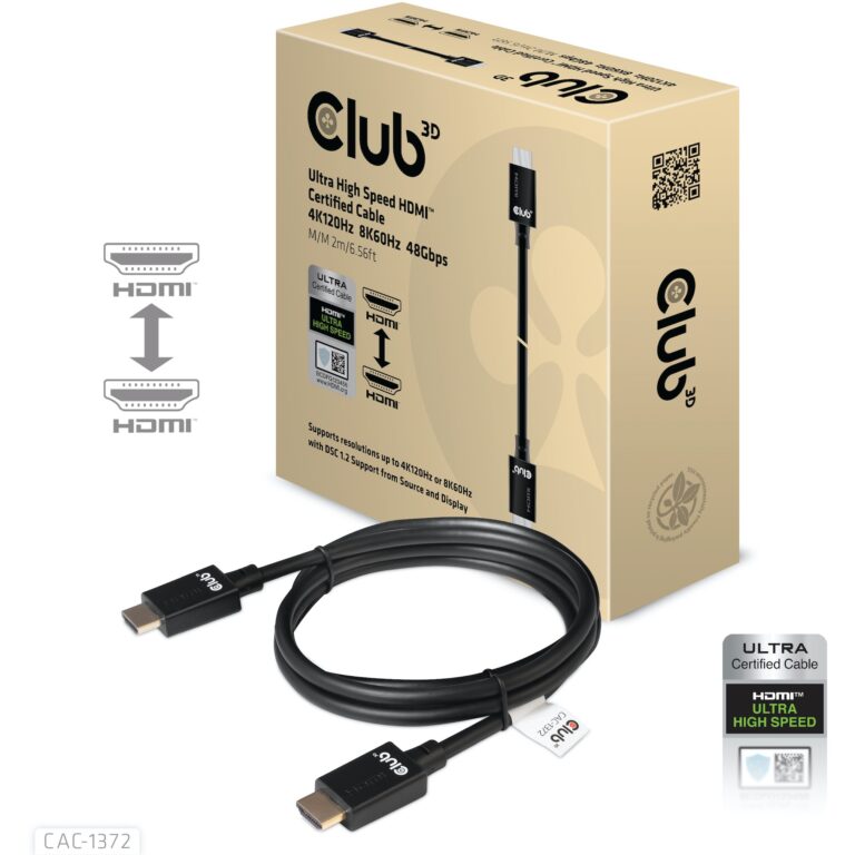 Kabllo HDMI Club3D / HDMI A në A / 2.1 Ultra High Speed / 10K HDR / 2m / Retail